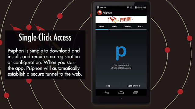 Psiphon Pro MOD APK Single click access
